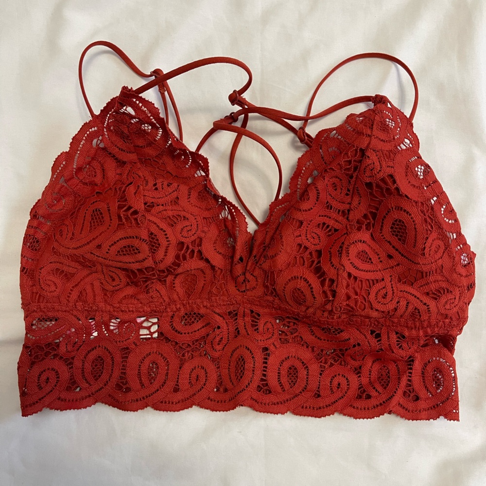 Pink Lace Long Lined Bralette